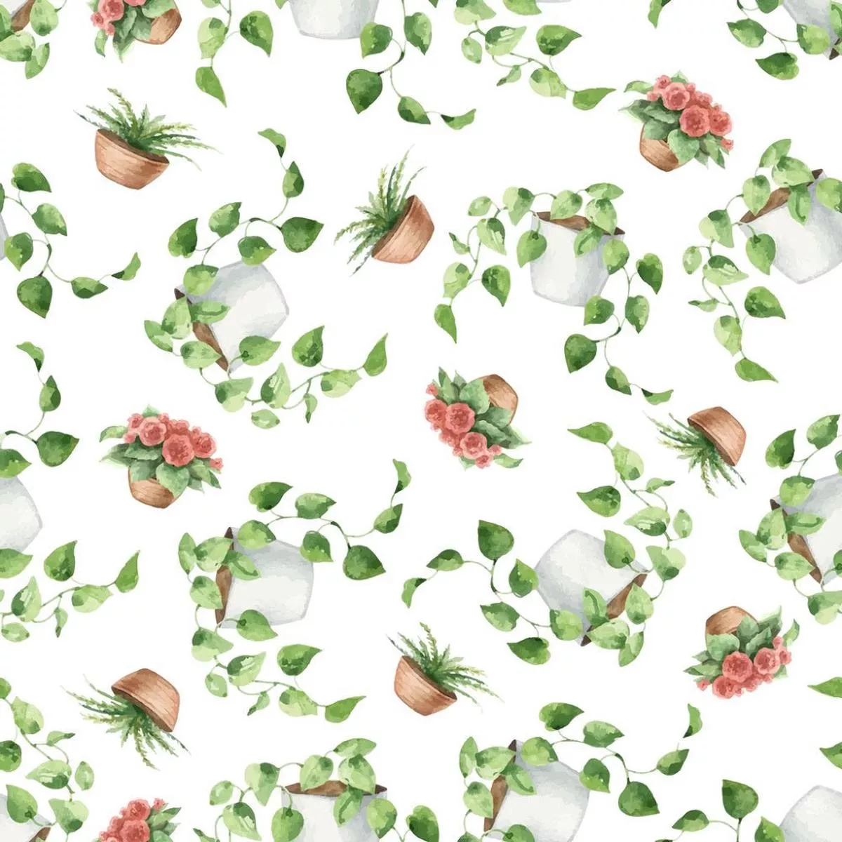 Indoor Green Plants Vines Fabric