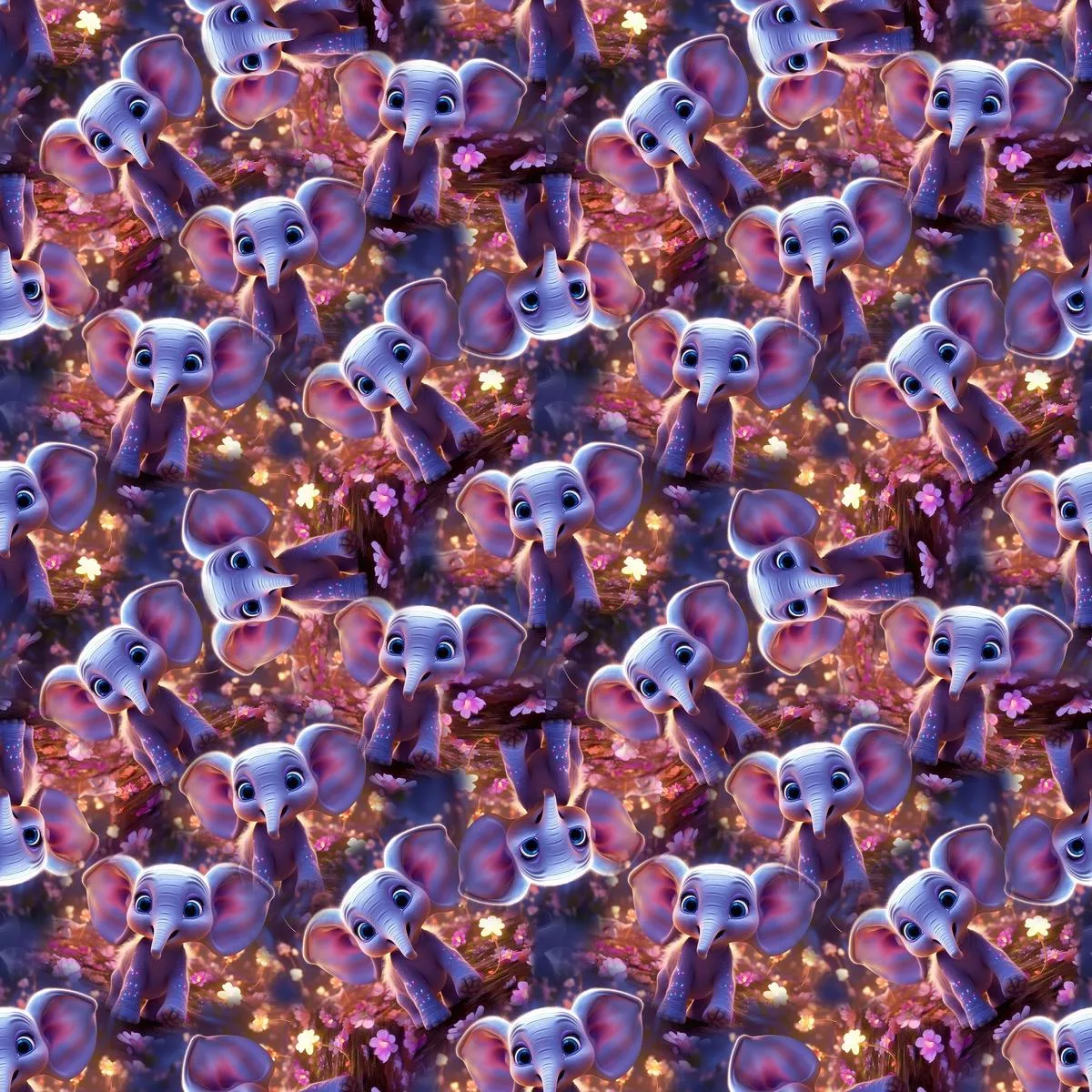 Infant Elephant & Floral Fabric