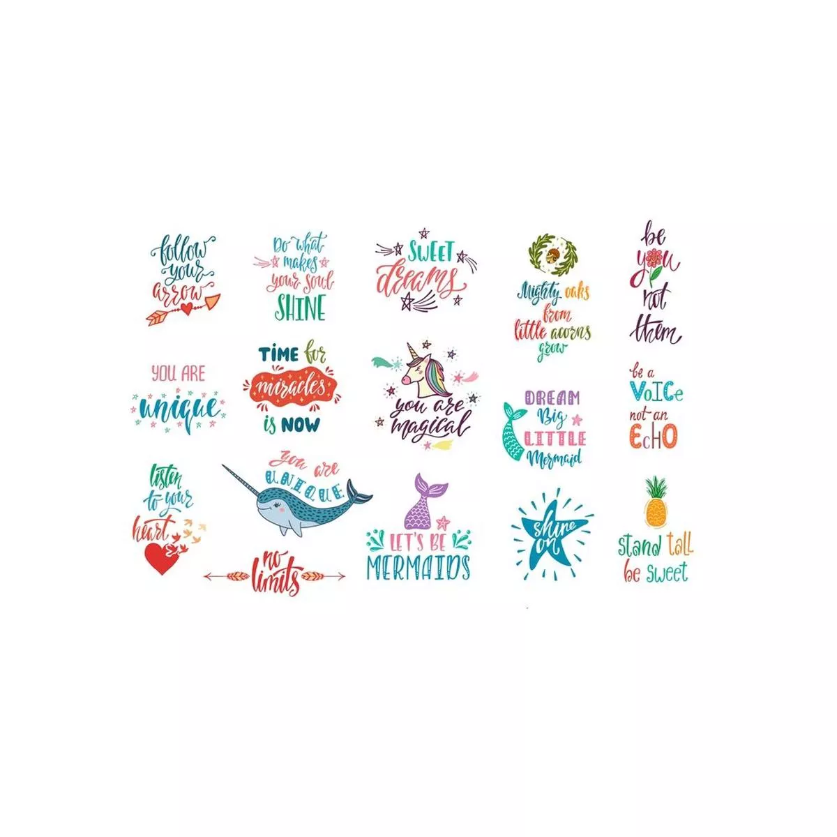inspirational-magical-theme-quotes-fabric-panel-white Inspirational Magical Theme Quotes Fabric Panel – White