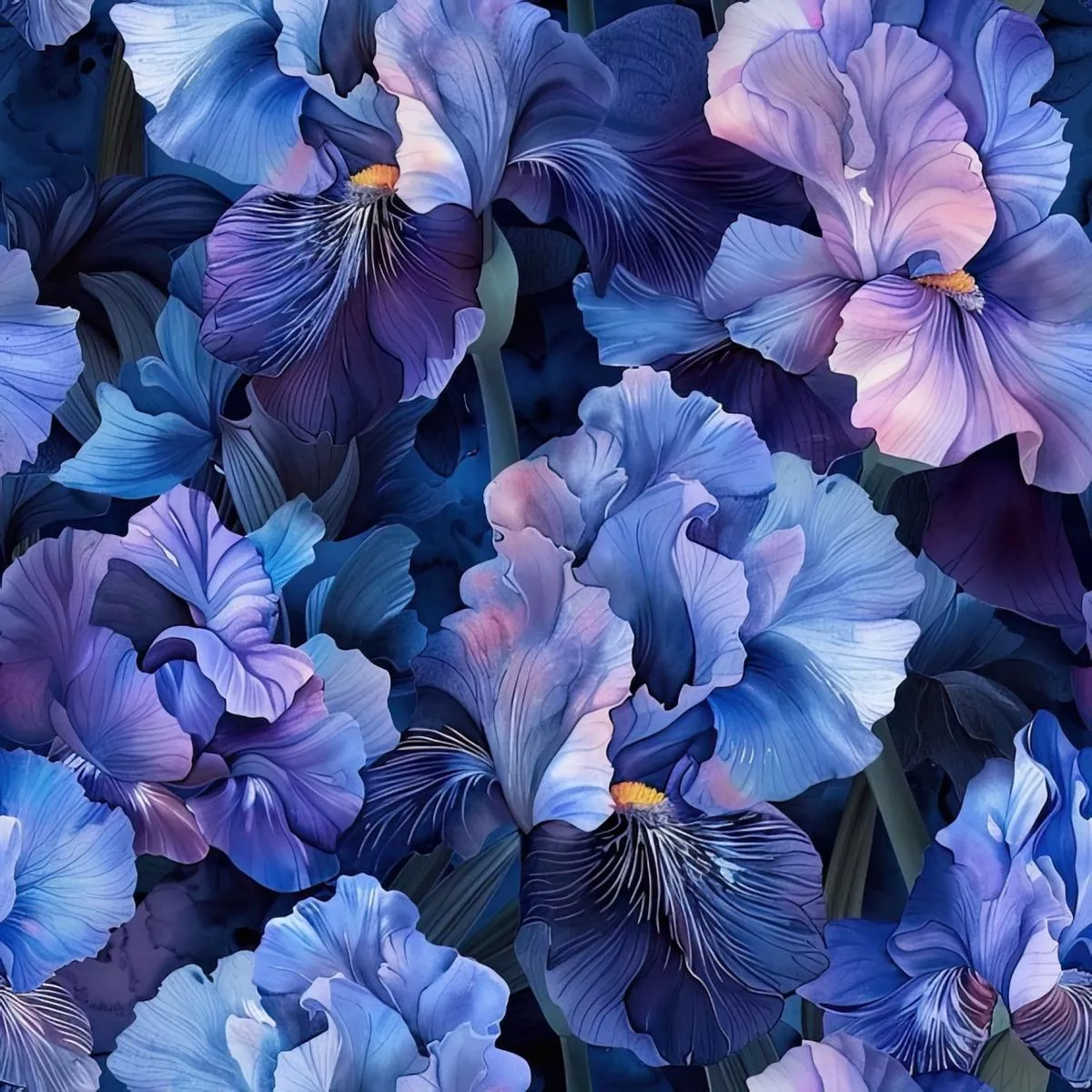 Iris Bloom Floral Pattern 7 Quilting Cotton Fabric