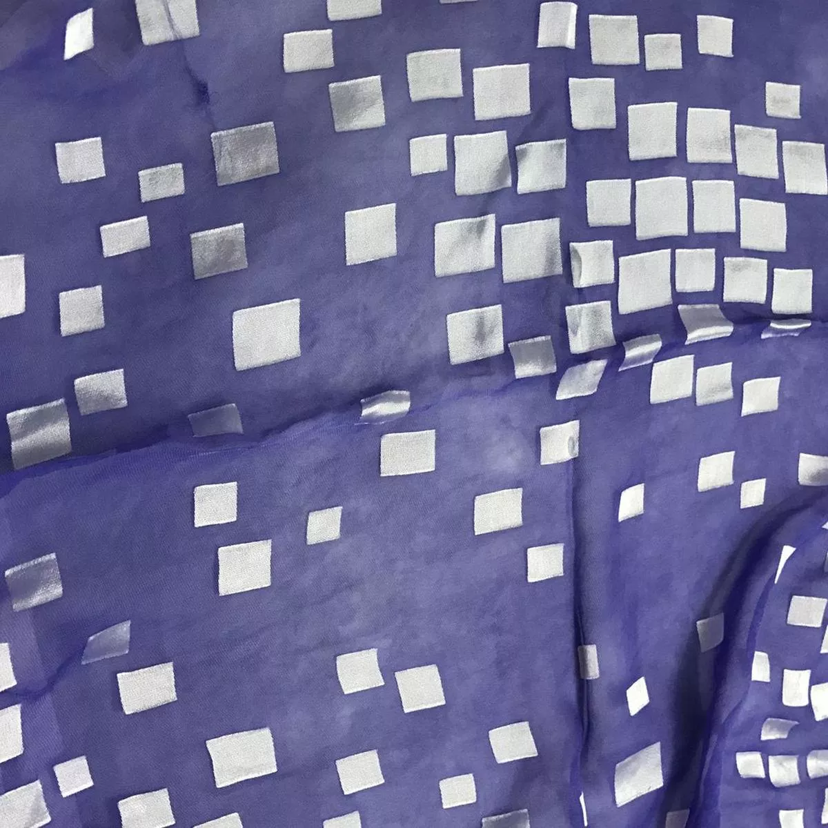 Iris Purple Squares – Burnout Devore Silk Satin