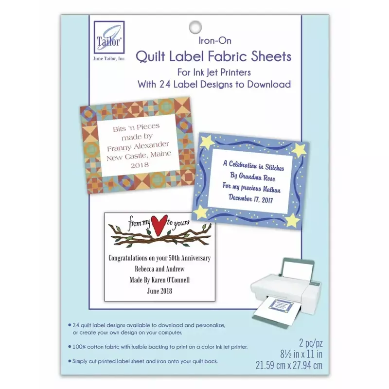 iron-on-quilt-label-fabric-sheets-june-tailor Iron-On Quilt Label Fabric Sheets, June Tailor