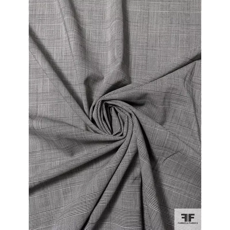 Italian Glen Plaid Stretch Wool Suiting – Black / Off-White