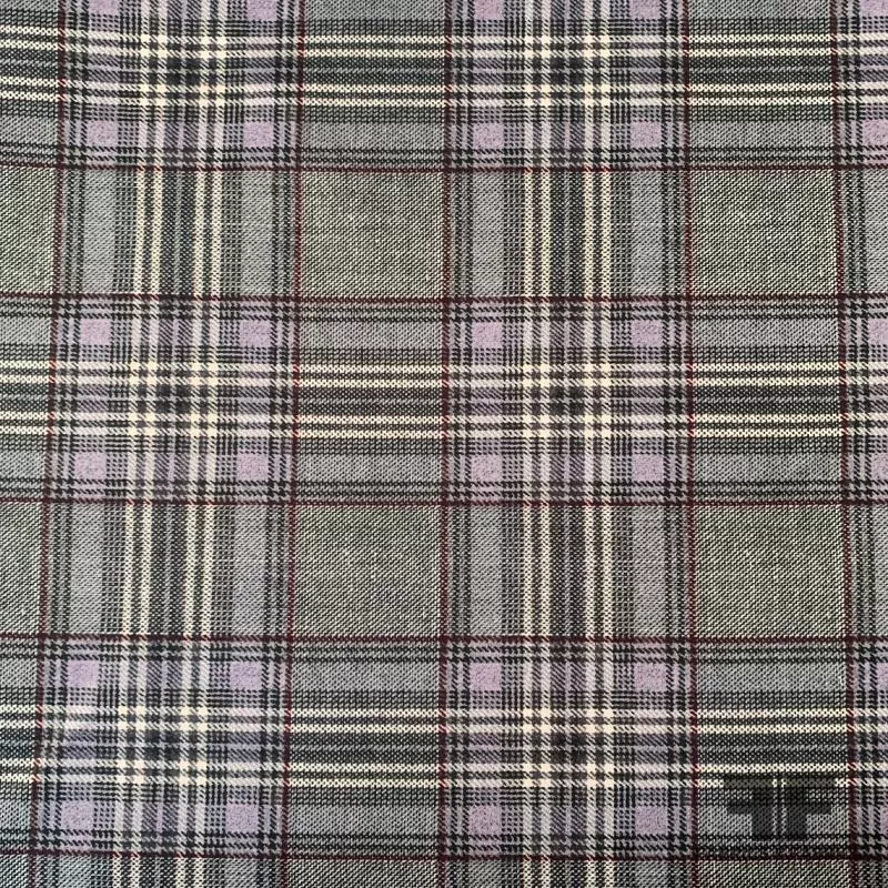 Italian Plaid Double-Faced Poly Satin – Grey/Multicolor