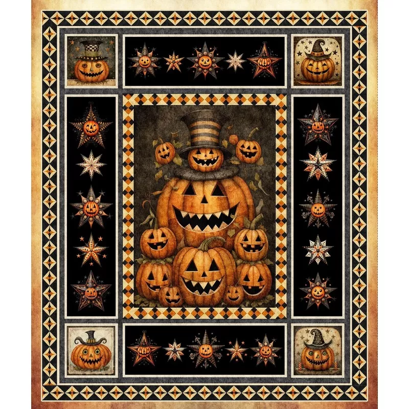 Jeepers Creepers Panel-Pumpkins-1 yard Panel-Quilting Treasures