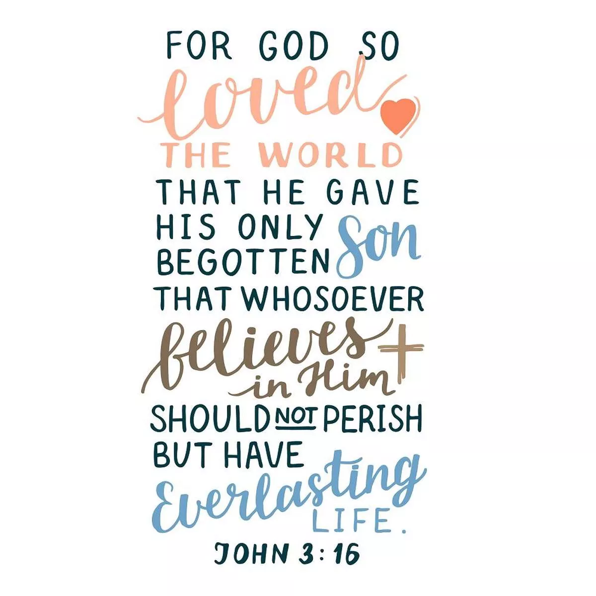 John 3:16 White Fabric Panel – 25″