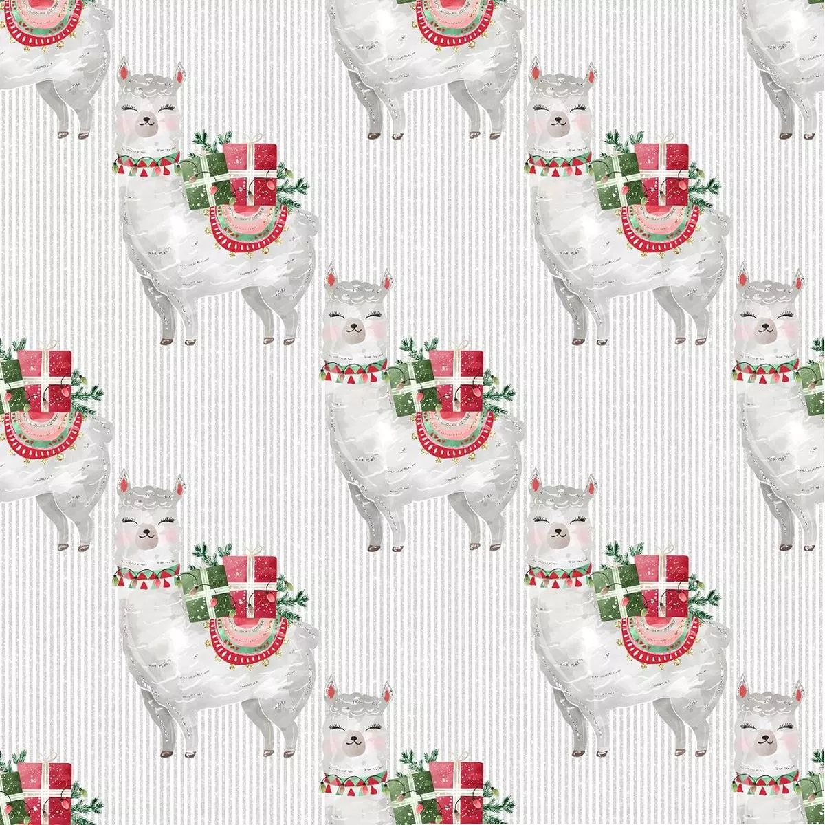 jolly-llama-on-striped-fabric Jolly Llama on Striped Fabric