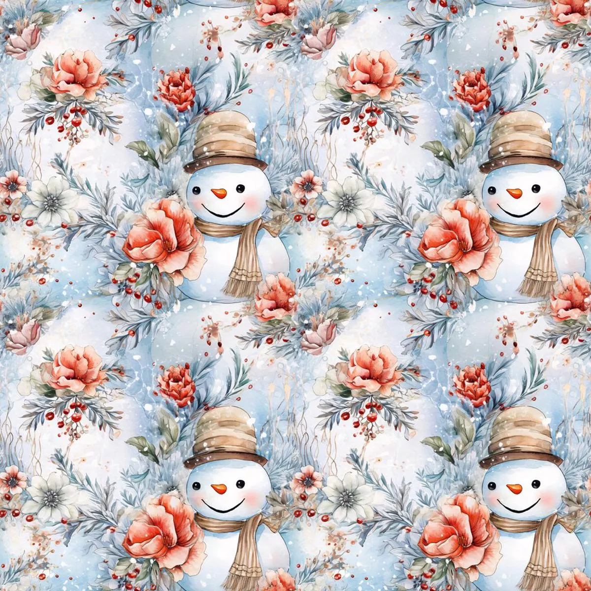 jolly-snowmen-pattern-2-fabric Jolly Snowmen Pattern #2 Fabric