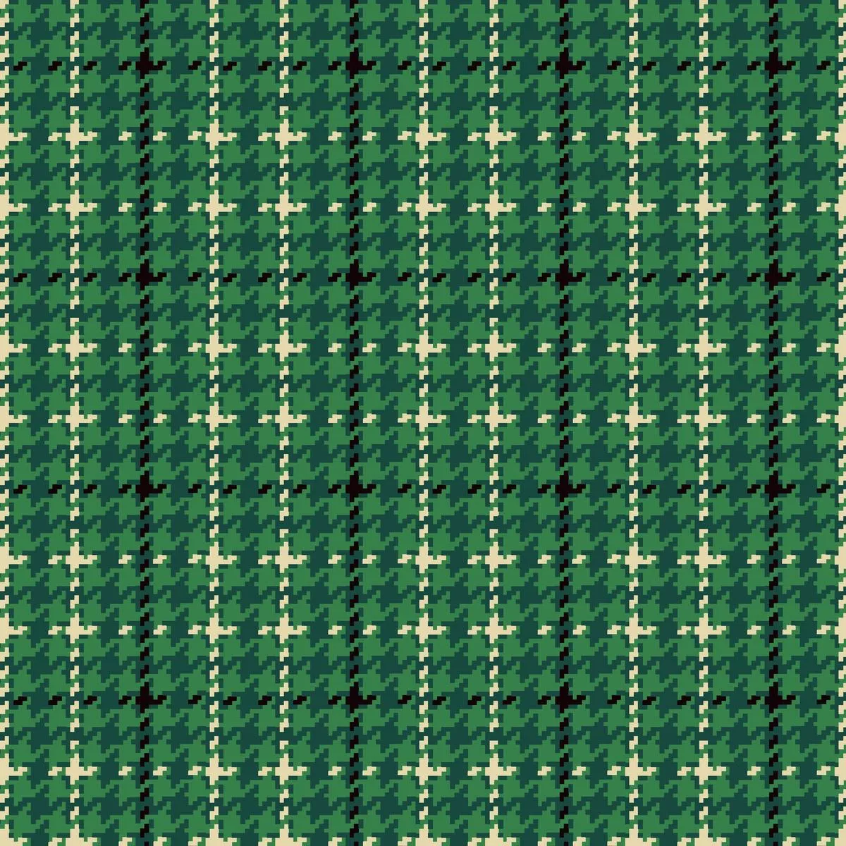 Joyful Houndstooth on Green Fabric