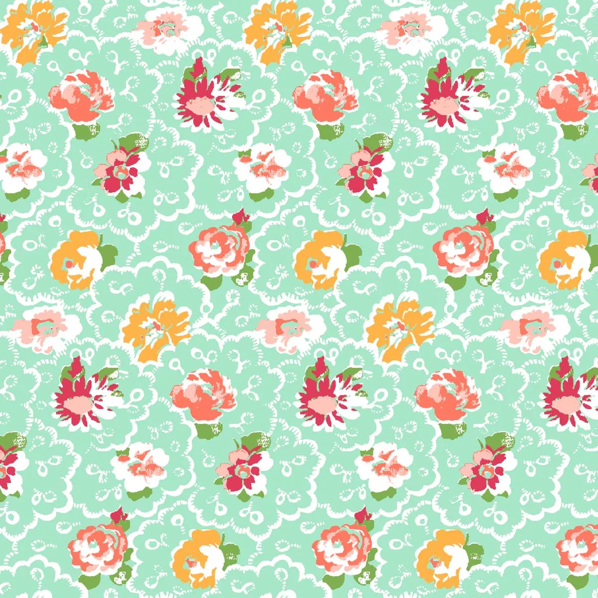 Juniper on Melon Fabric