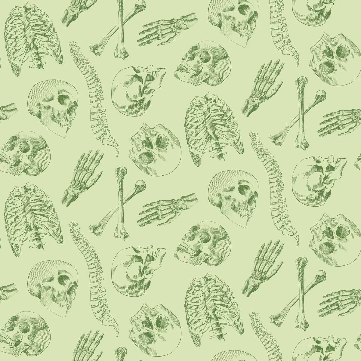 kate-ward-thacker-broken-skeleton-light-green-fabric Kate Ward Thacker – Broken Skeleton – Light Green Fabric