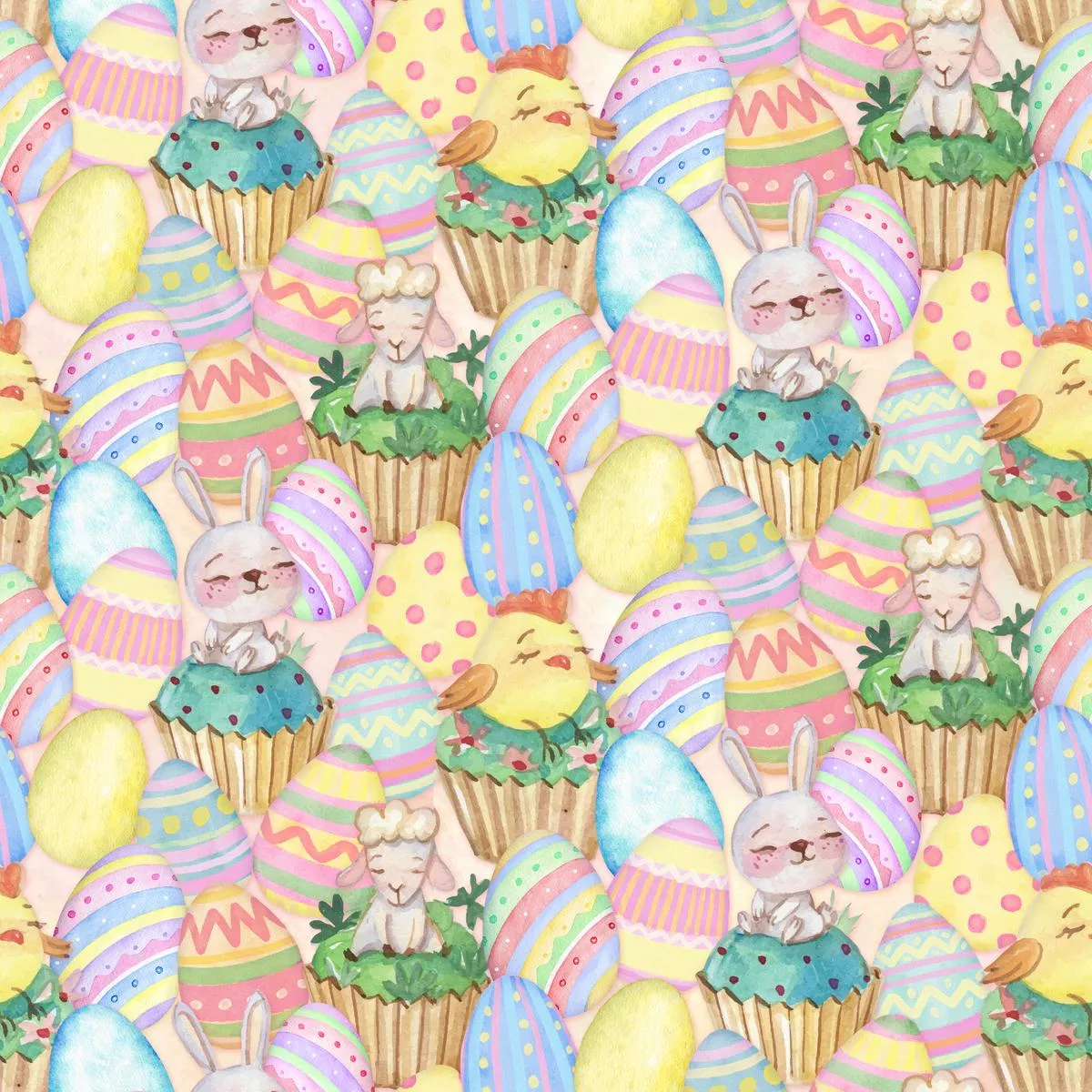 Kate Ward Thacker – Easter Cupcakes – Pastel Animal Fabric