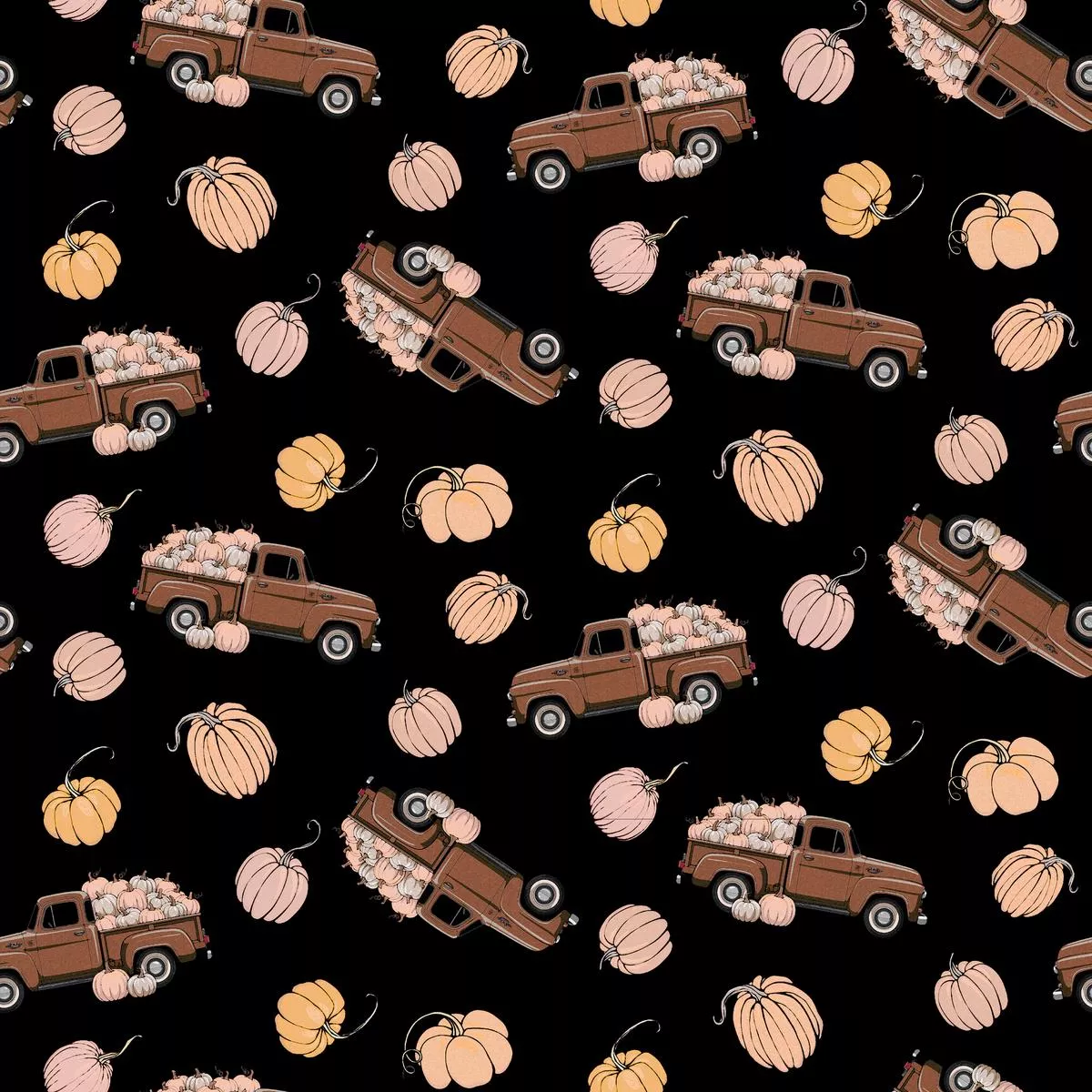 kate-ward-thacker-fall-pumpkin-truck-on-black-fabric Kate Ward Thacker Fall Pumpkin Truck on Black Fabric