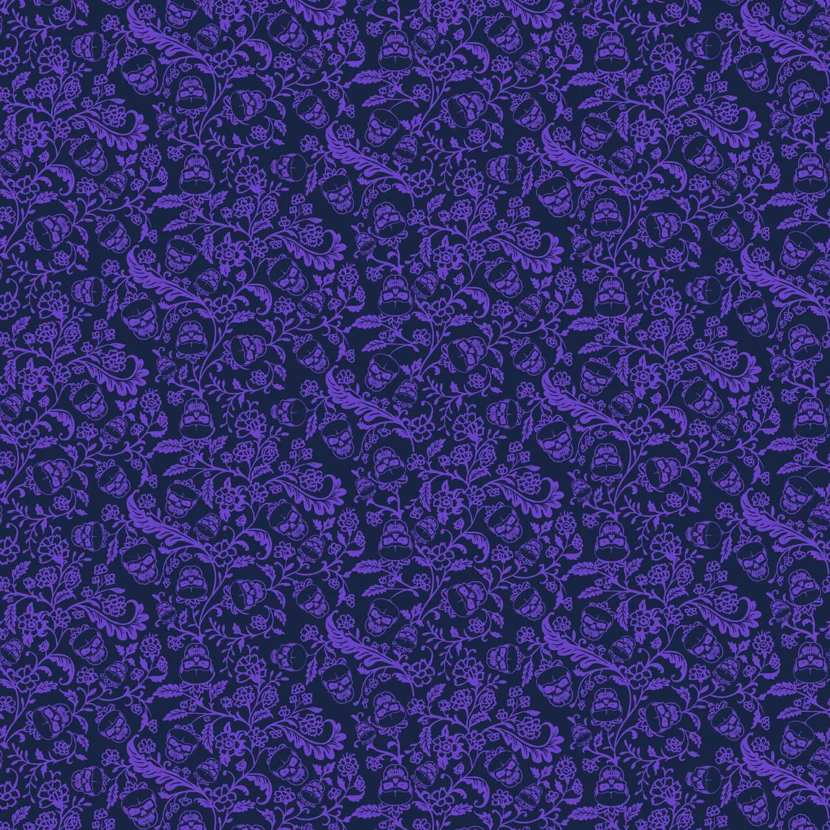 Kate Ward Thacker – Florals & Skulls – Purple Fabric