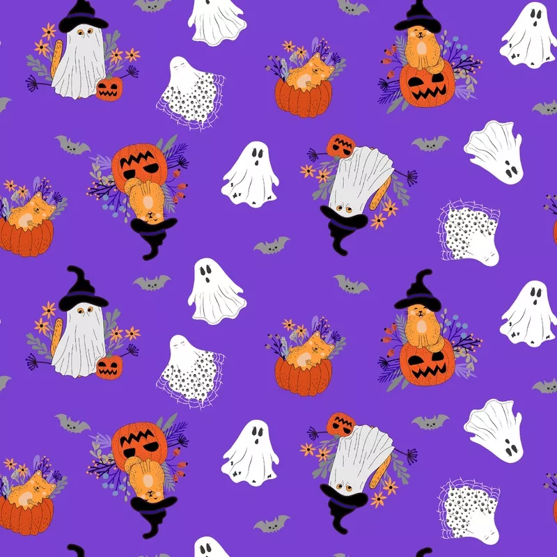 kate-ward-thacker-ghosts-pumpkins-purple-fabric Kate Ward Thacker – Ghosts & Pumpkins – Purple Fabric