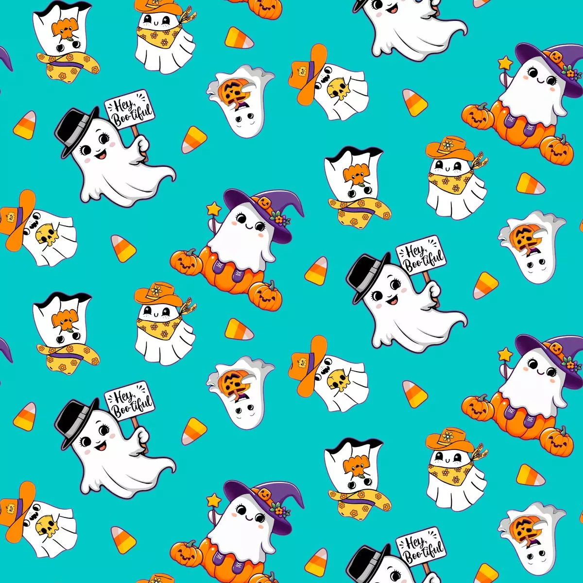 kate-ward-thacker-halloween-bootiful-ghosts-on-aqua-fabric Kate Ward Thacker Halloween Bootiful Ghosts on Aqua Fabric