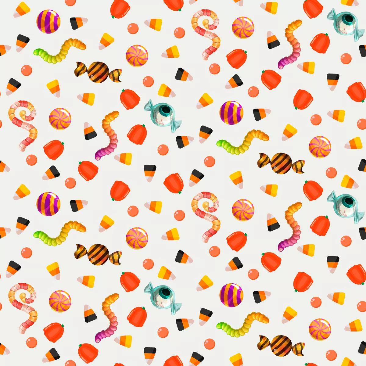 Kate Ward Thacker Halloween Candy on White Fabric