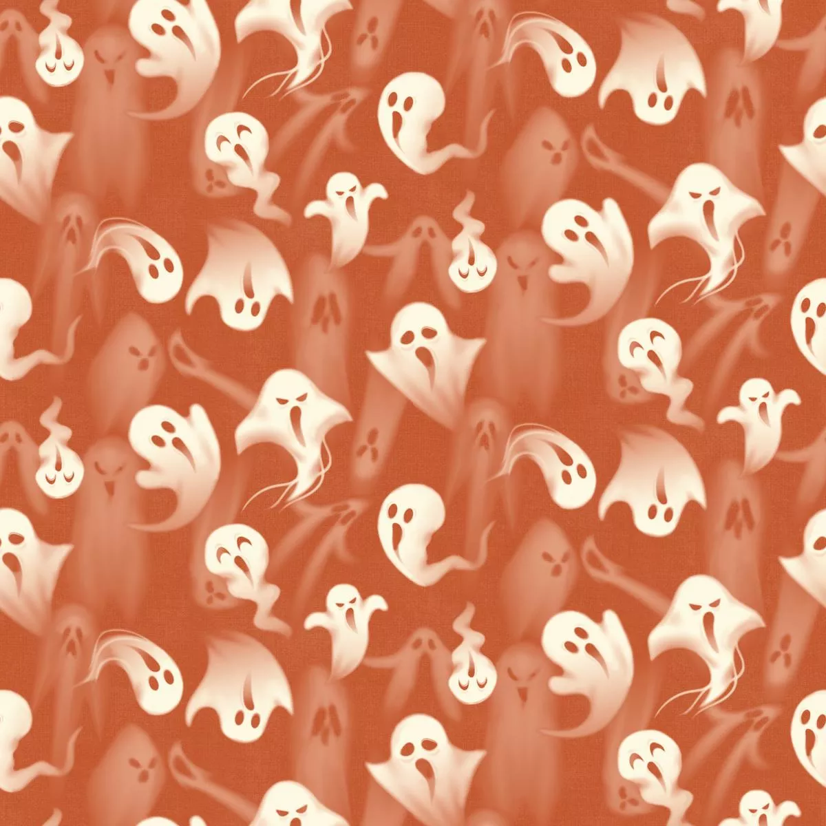 Kate Ward Thacker – Haunted Howls – Orange Ghost Fabric