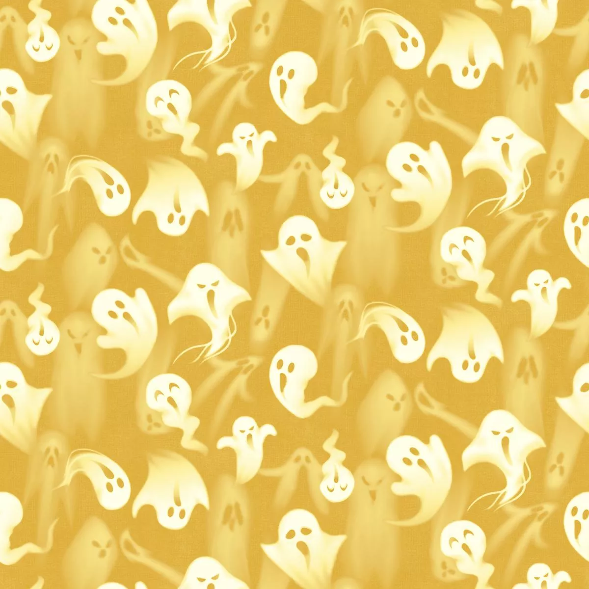 Kate Ward Thacker – Haunted Howls – Yellow Ghost Fabric