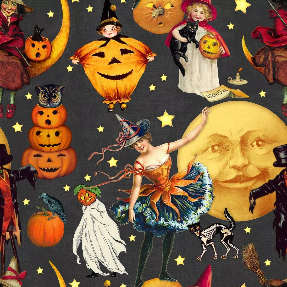 Kate Ward Thacker – Vintage Spellbound – Halloween Collage Fabric