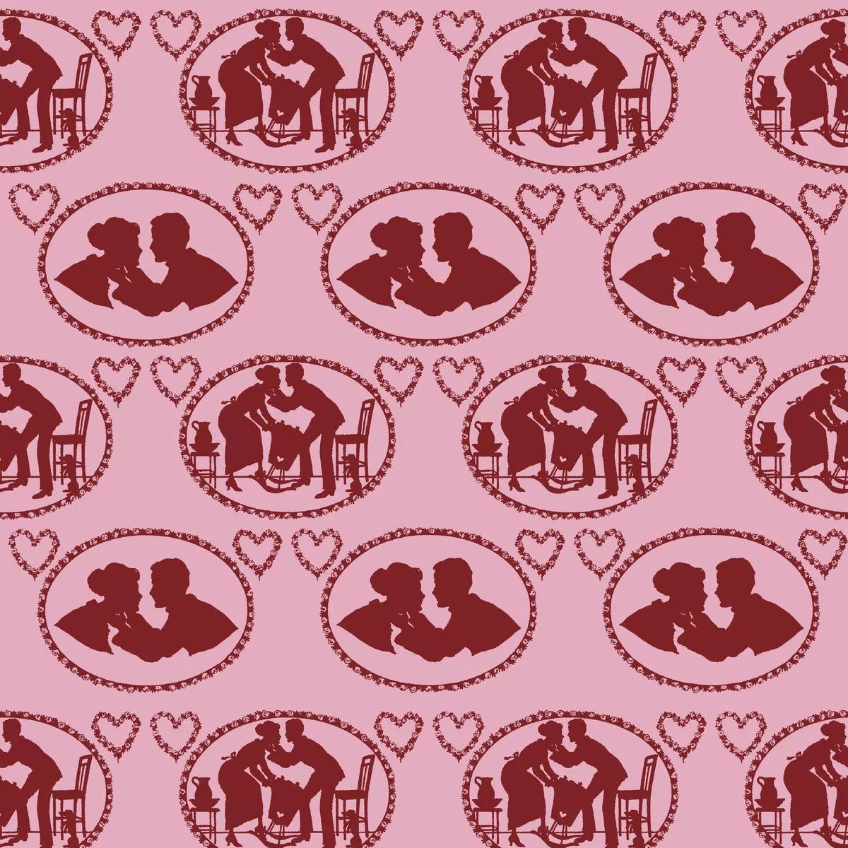 Kisses on Blush Fabric