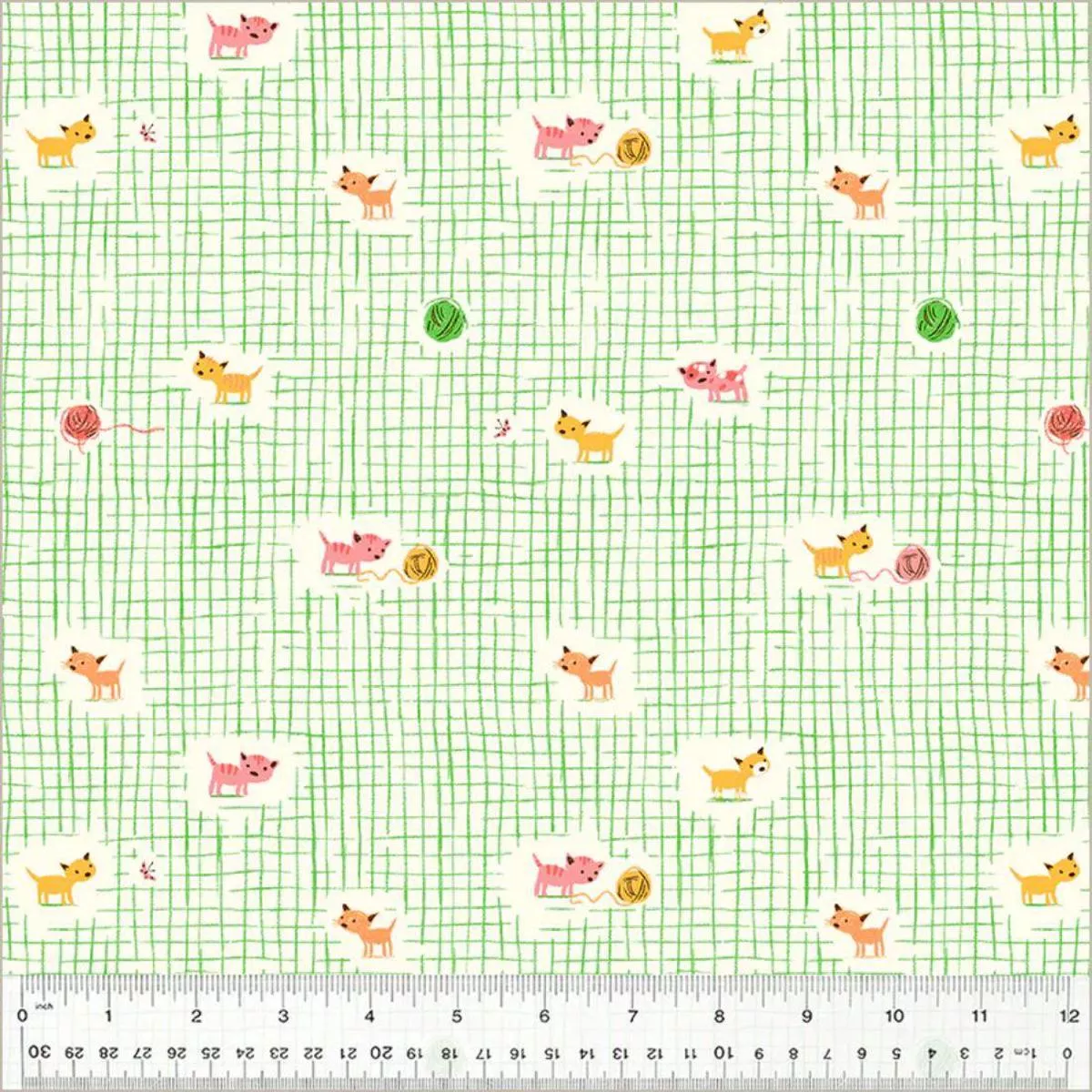 Kitten Plaid Green by Heather Ross