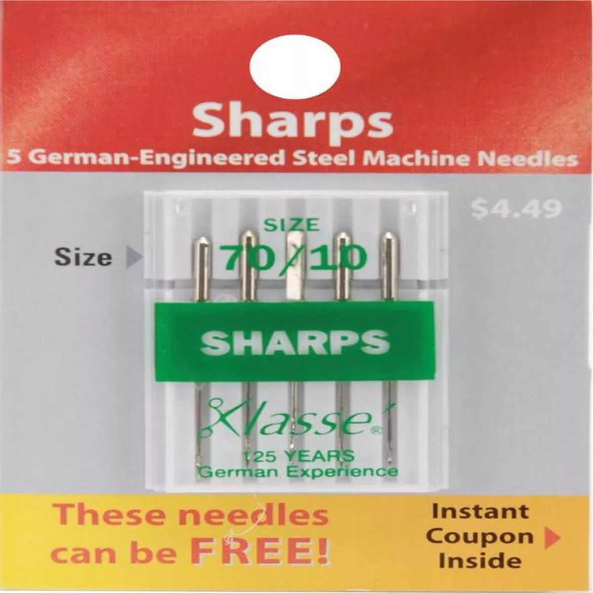 Klasse Size 7010 Sharps Sewing Machine Needles