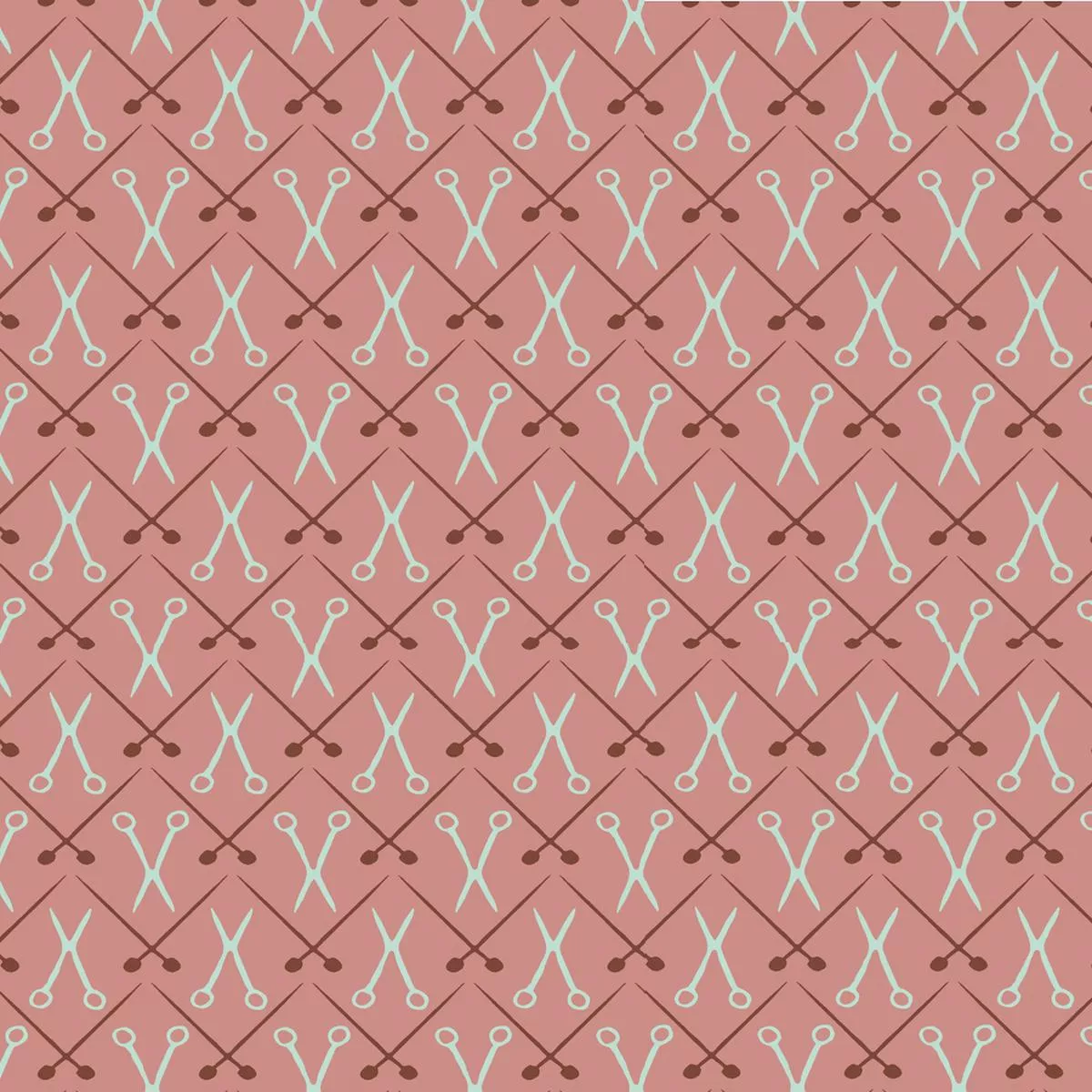 knitting-needles-scissors-fabric-pink Knitting Needles and Scissors Fabric – Pink