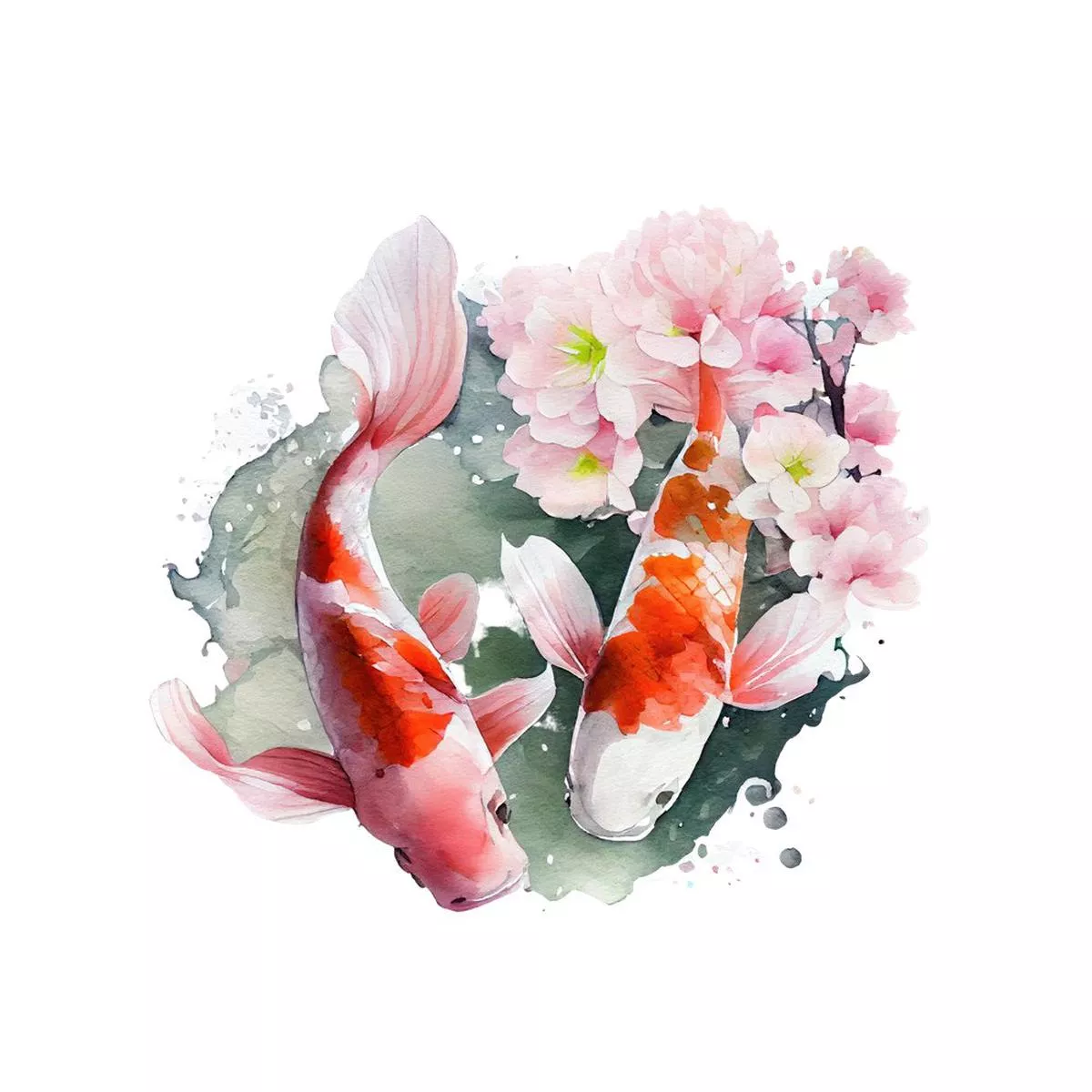 koi-carp-fish-cherry-blossom-1-fabric-panel Koi Carp Fish Cherry Blossom #1 Fabric Panel