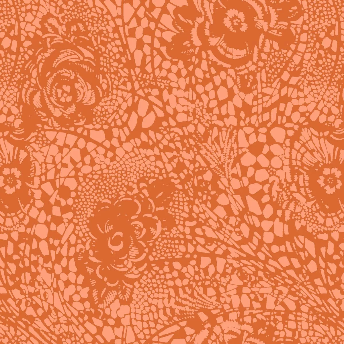 Lace Meadow on Orange Fabric