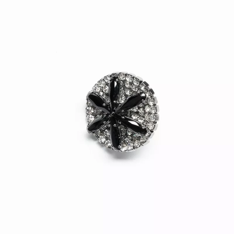 Large Black & Clear Diamant Evening Button