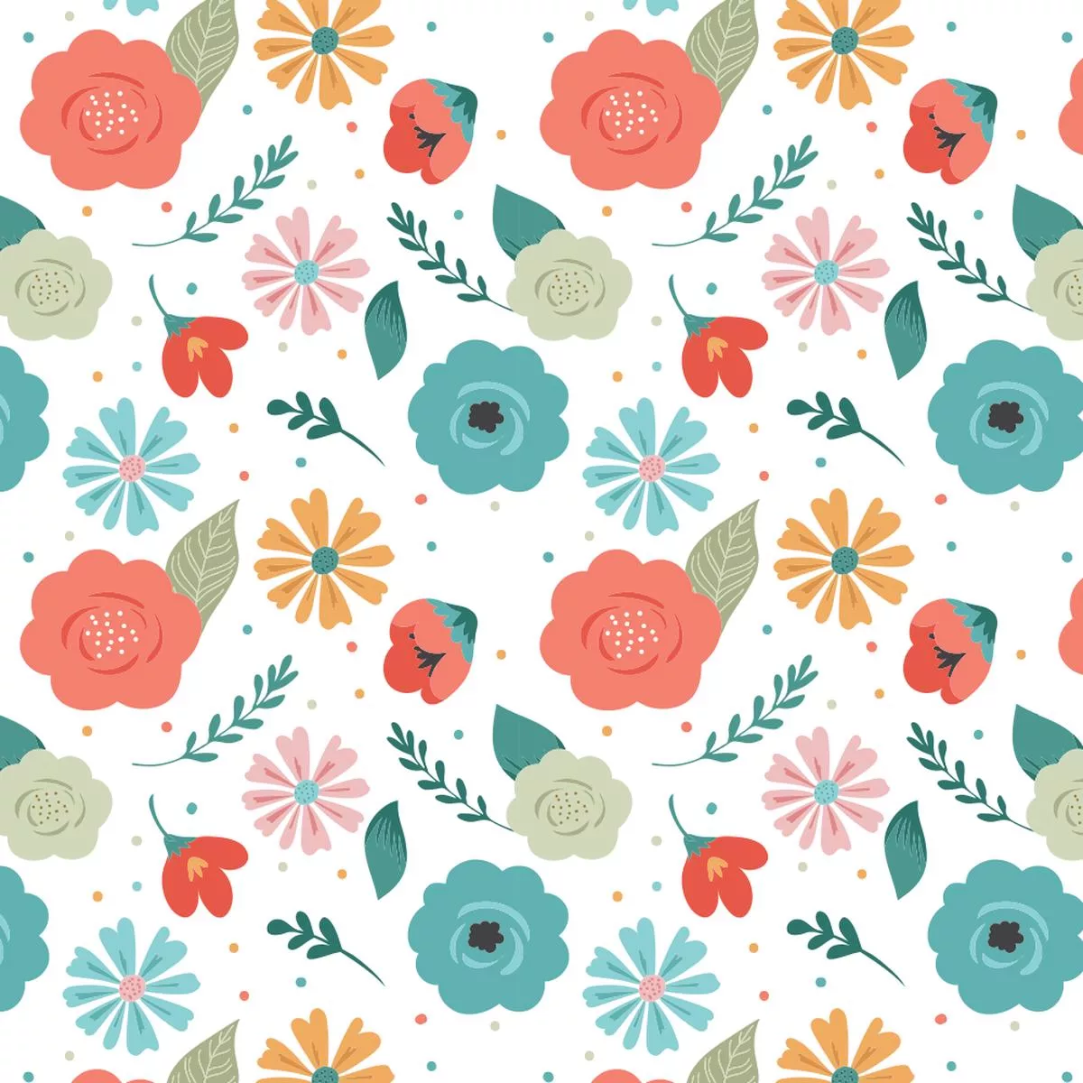 large-cute-florals-fabric Large Cute Florals Fabric