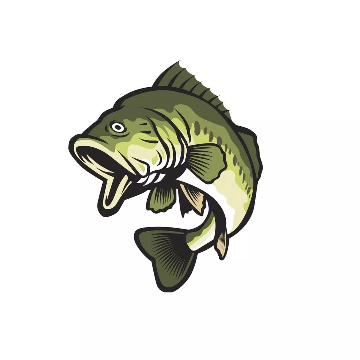 Largemouth Bass Fabric Panel – White