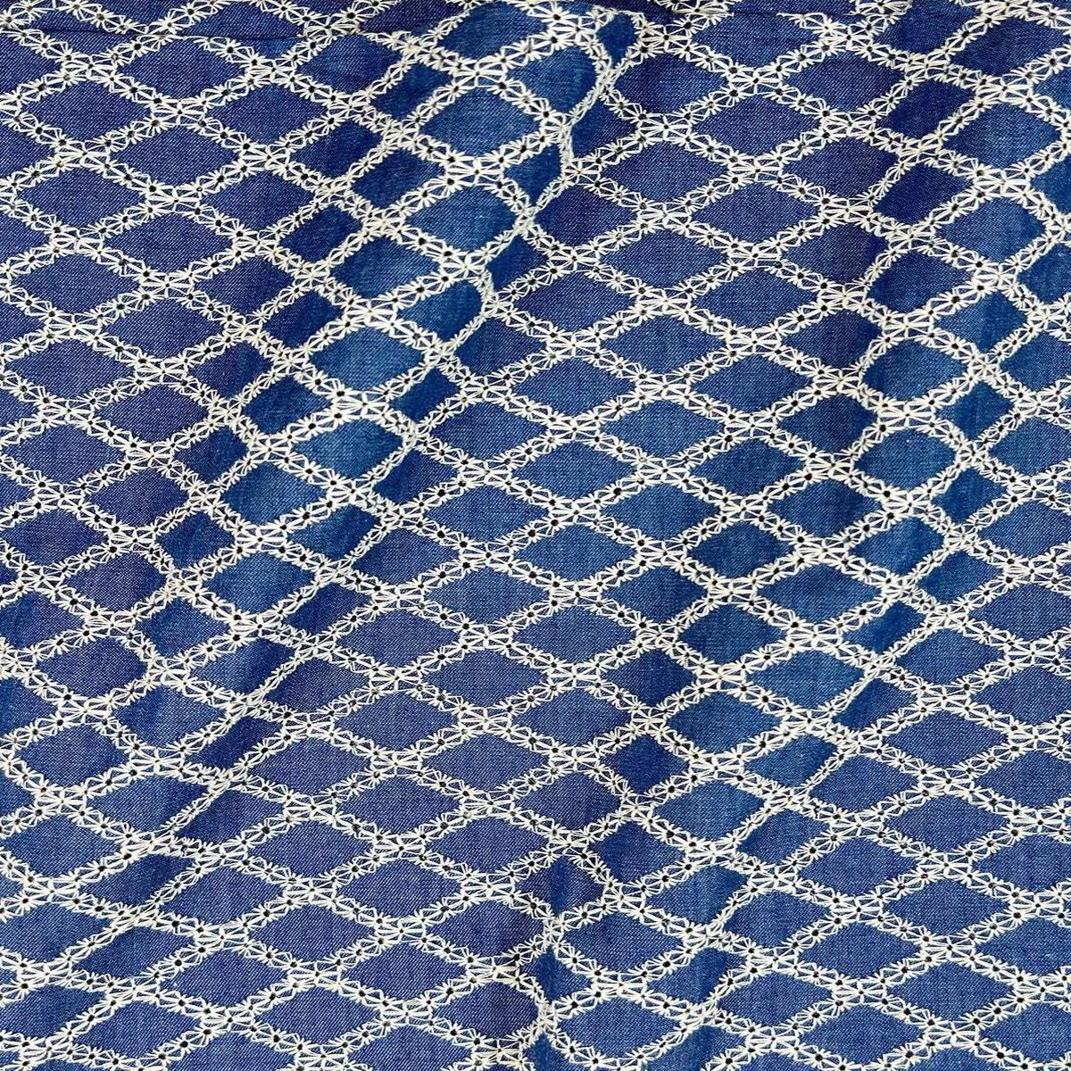 Lattice Eyelet Chambray Medium Wash