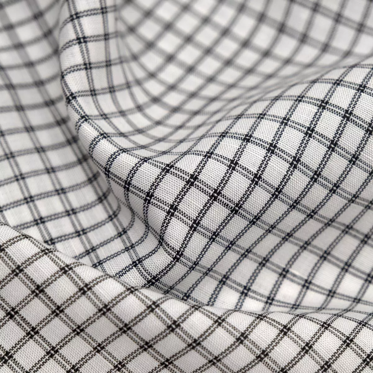 Lattice Linen Lyocell Blend – White/Black