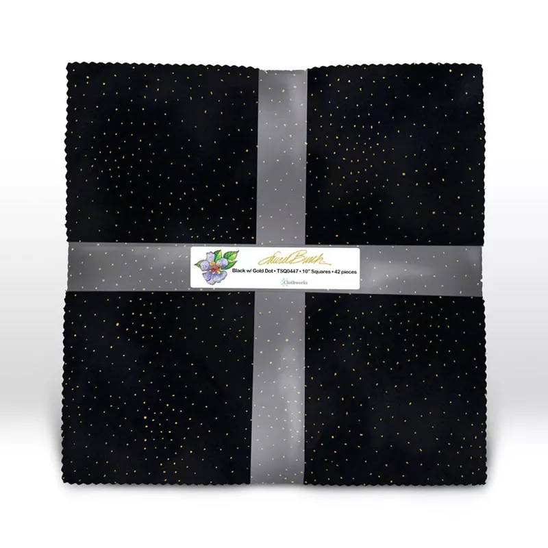 Laurel Burch Basic Black w/Gold Dot 10″ Squares