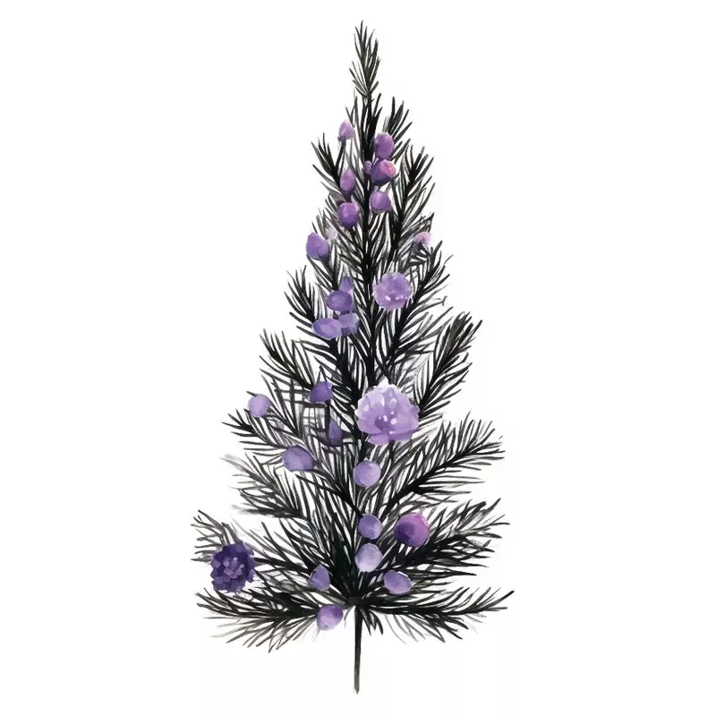 Lavender Christmas Tree & Flowers #4 Fabric Panel