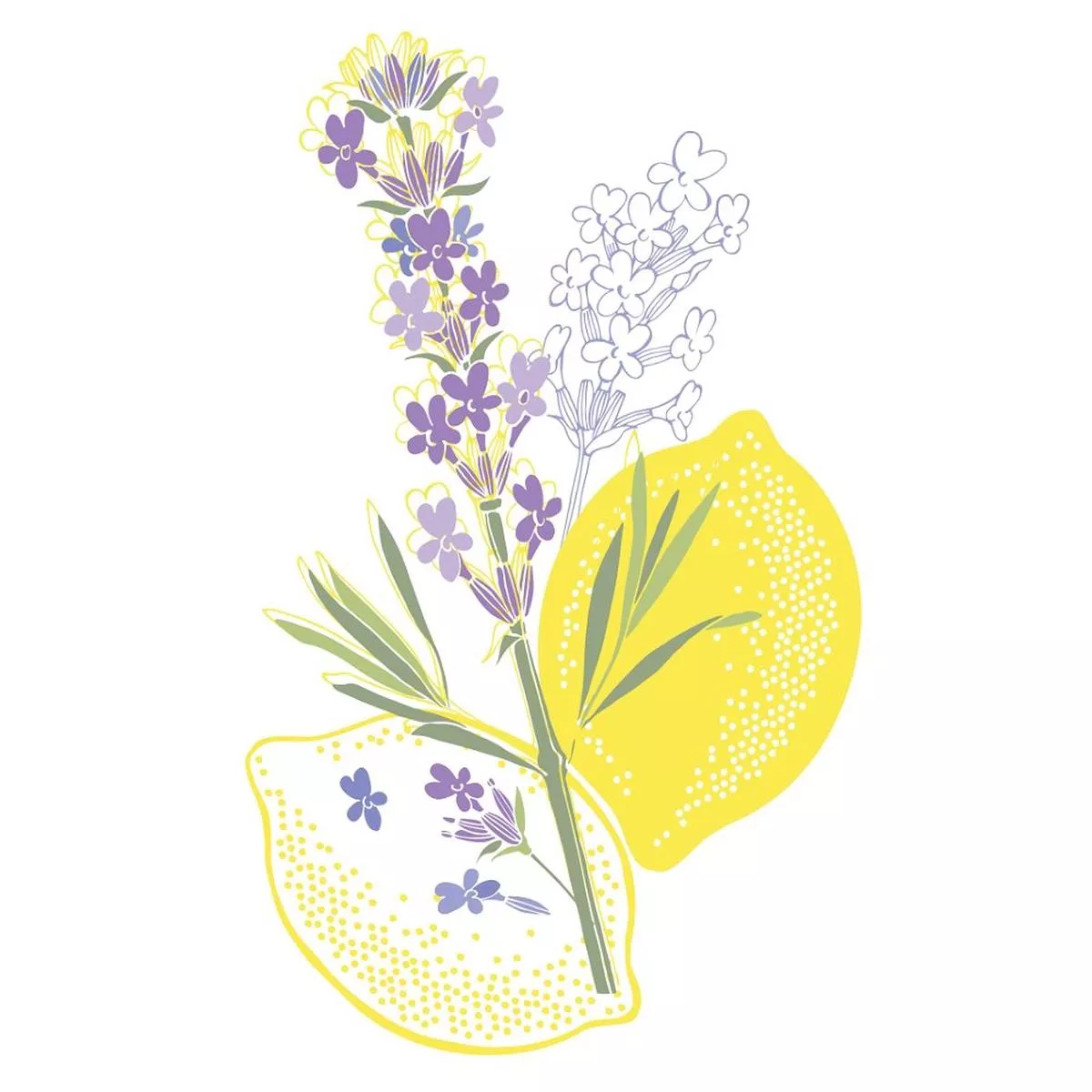 Lemon & Lavender Arrangement Fabric Panel – Variation 3