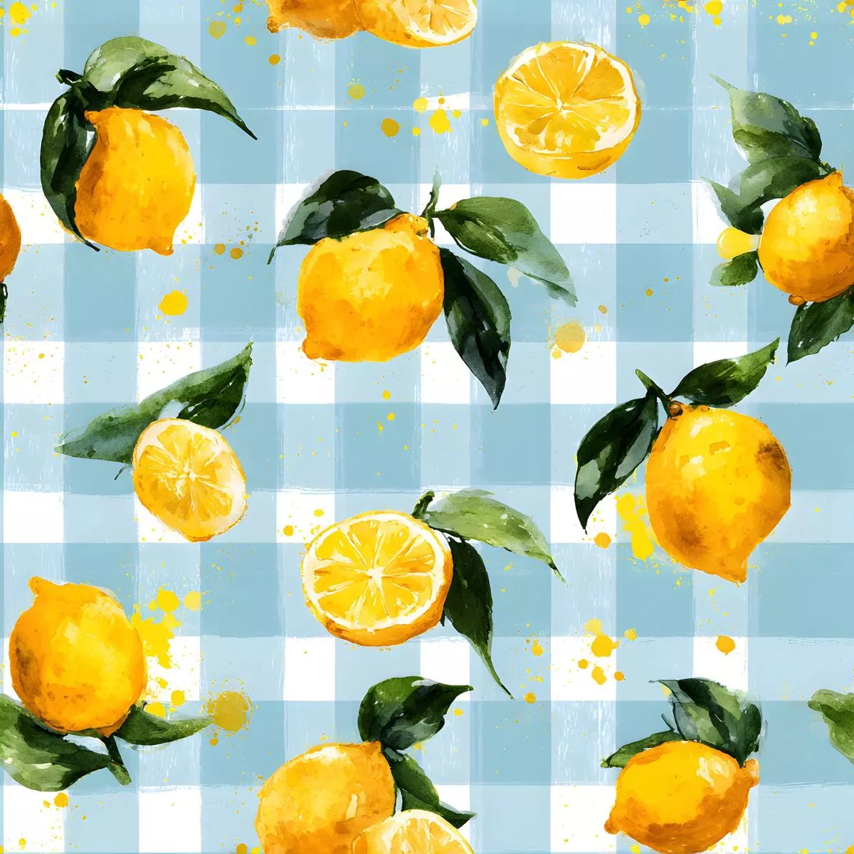 Lemonade Summer Gingham Pattern 8 Quilting Cotton Fabric
