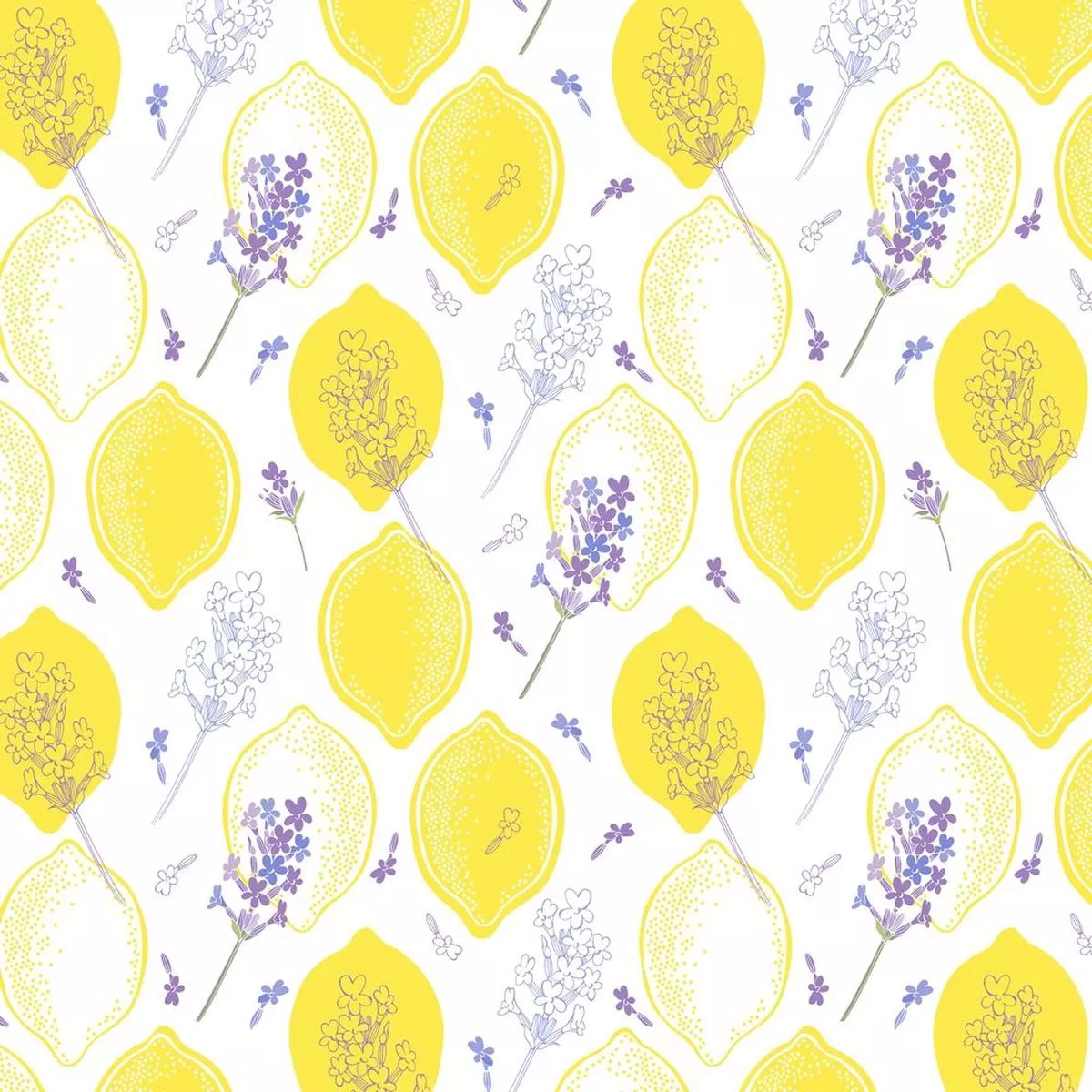 Lemons With Lavender Garnishes Fabric – Variation 1
