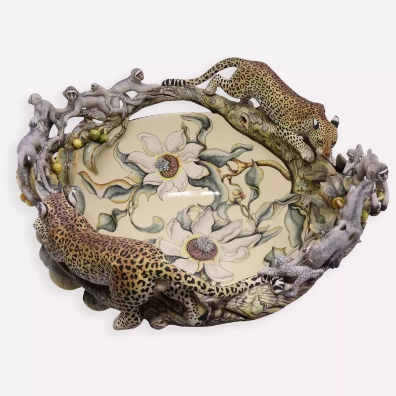 leopard-monkey-large-bowl Leopard and Monkey Large Bowl