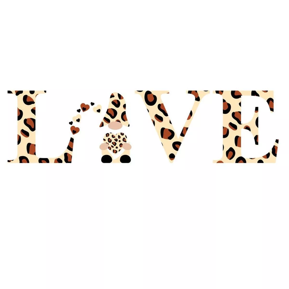 Leopard Print Gnome Love Letters #2 Fabric Panel