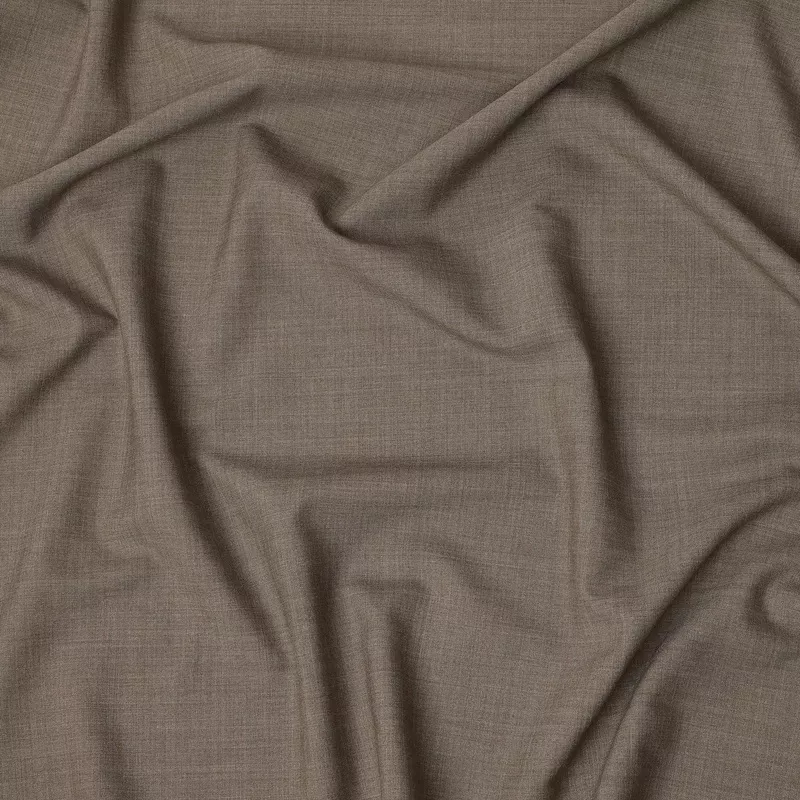 Light Brown Premium Superfine Blended Wool Suiting Fabric, Subtle Textured Solid Design, Width 150 cms, Made in India-D26768