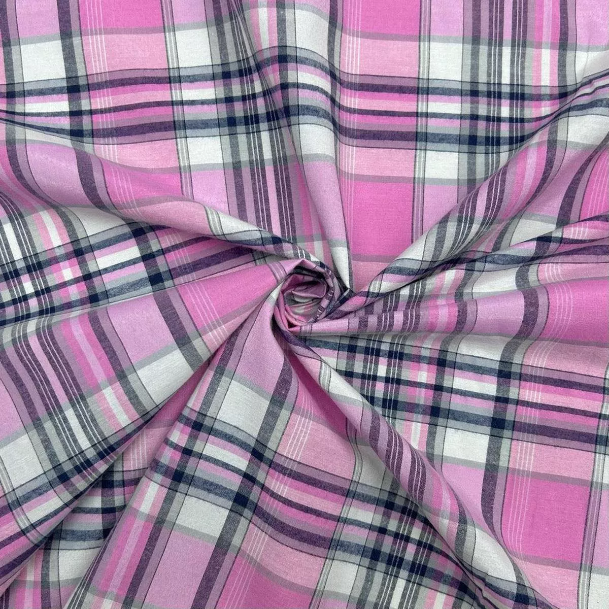 Light Pink Checkered Polycotton Fabric #2