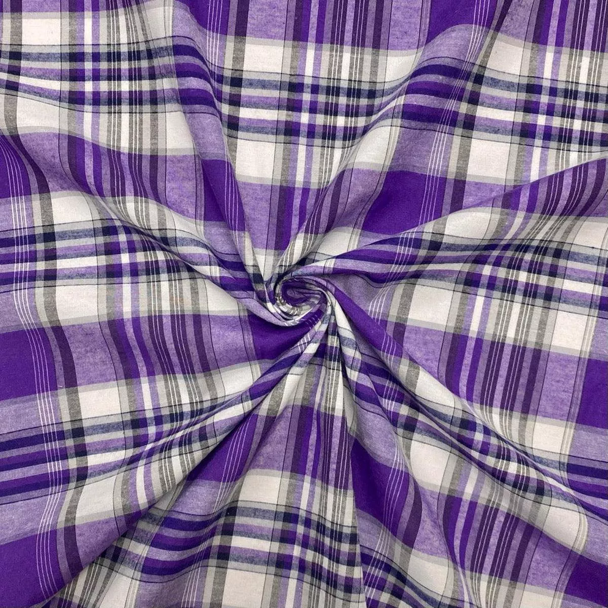 lilac-checkered-polycotton-fabric Lilac Checkered Polycotton Fabric
