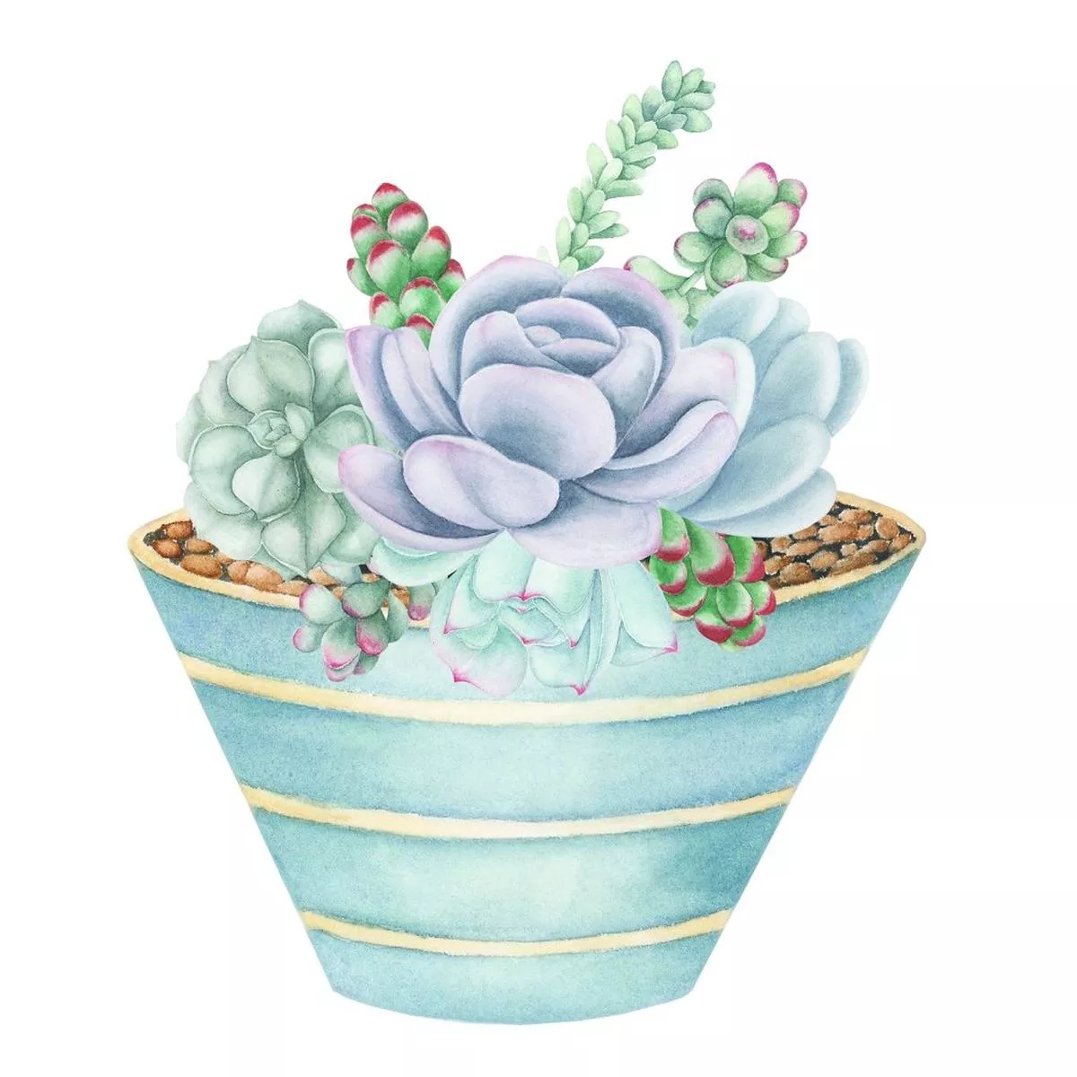 lilac-watercolor-succulent-fabric-panel-variation-3 Lilac Watercolor Succulent Fabric Panel Variation 3