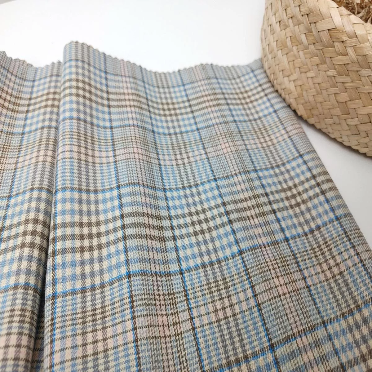 Linen Cotton Stretch Plaid Fabric 7520