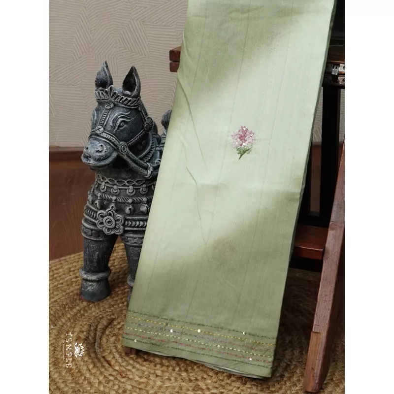 LinenSilk Saree With Kantha Work | TTDS3121