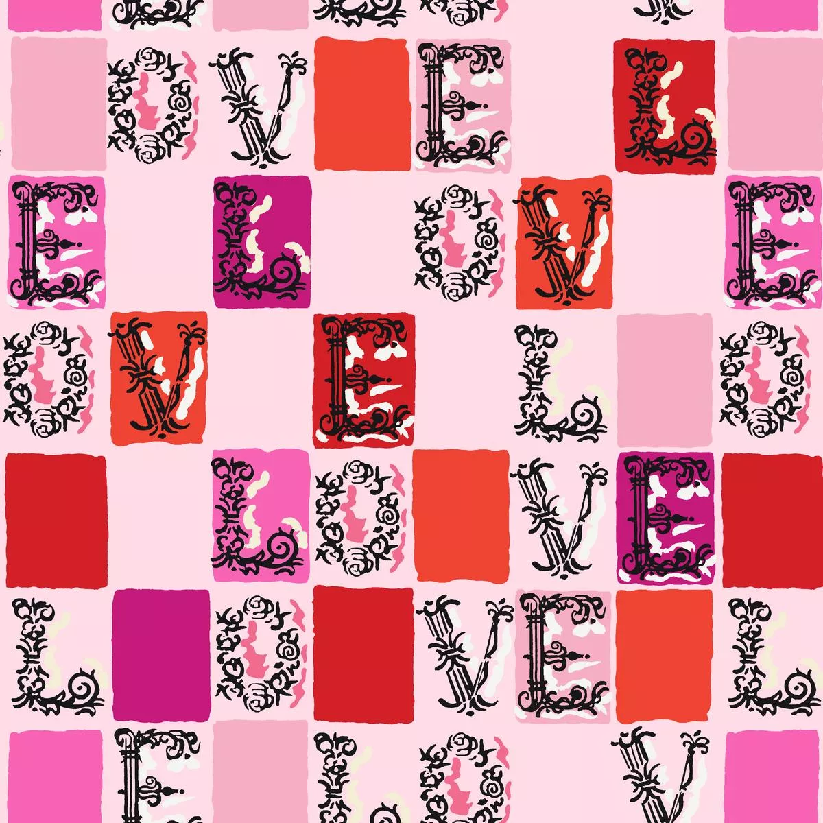 Love Scrolls in Crimson Fabric