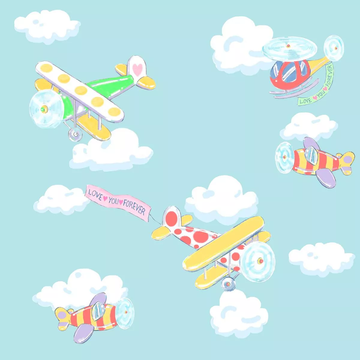 Love You Forever Airplanes Fabric